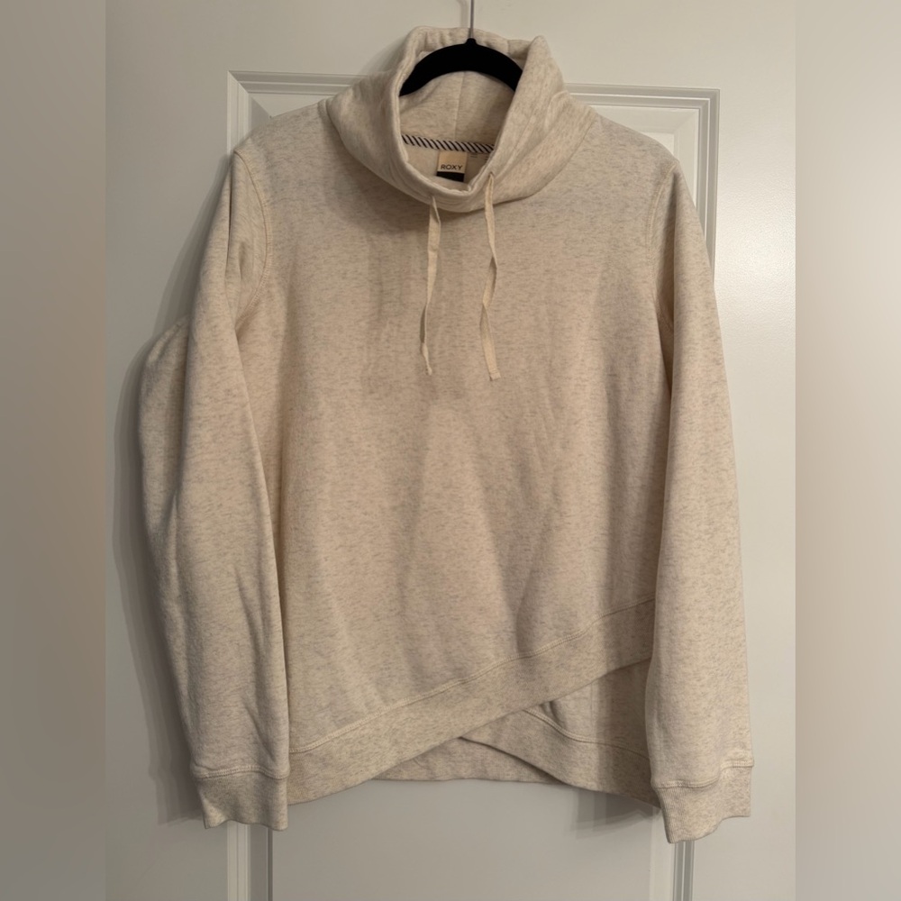 Roxy Women's Cream Cowl Neck Pullover with Drawstring